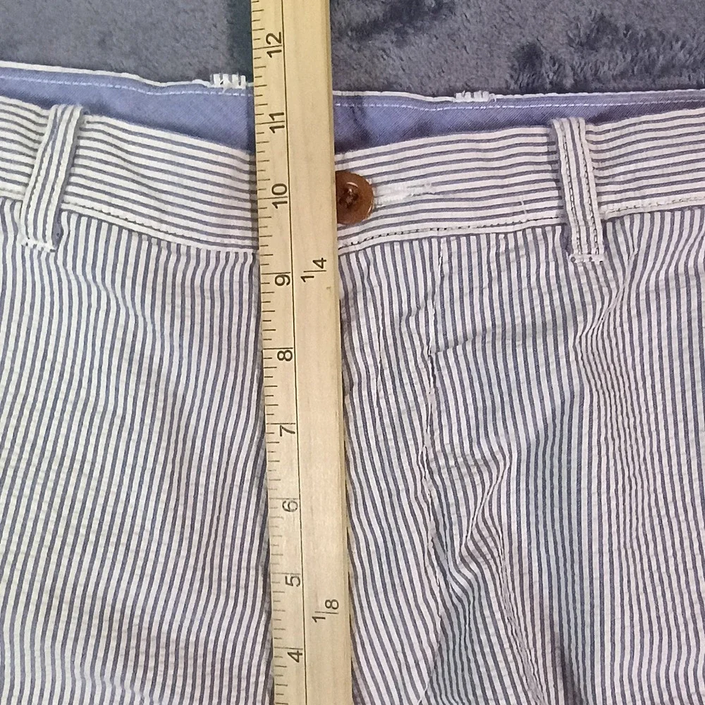 J.Crew Mens Seersucker Shorts 31 Blue White Striped Regular Fit Cotton